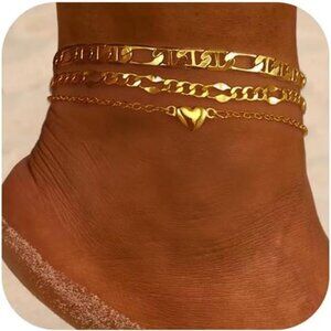 Anklets for Women 14K Real Gold Silver Plated Ankle Bracelets Trendy